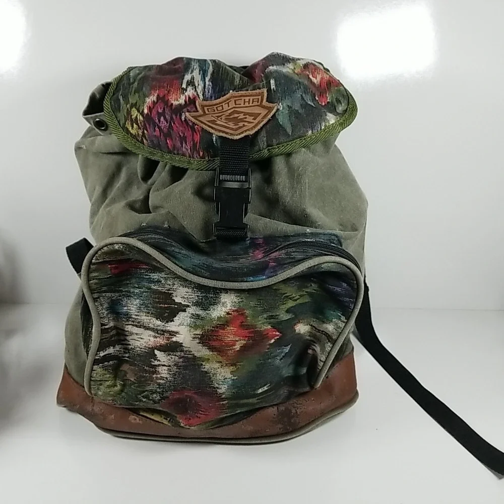 Rare 90s Gotcha Ruck Sack Surf, Skate Wear Vintage Southwestern Tapestry